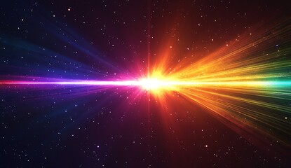 Poster - Colorful rays of light bursting through the cosmos in a breathtaking celestial display of energy : Generative AI