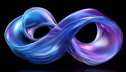Aufkleber - Elegant flowing ribbons of blue and pink colors forming an infinite symbol against a dark background : Generative AI