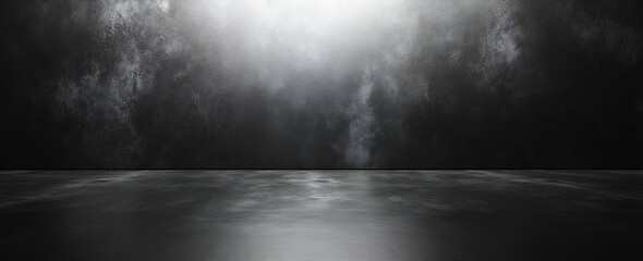 Aufkleber - Black Concrete Wall and Floor A Dark Grunge Texture Background with Dramatic Lighting for Industrial Design and Art : Generative AI