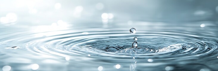 Poster - Serene Water Drop Creates Ripples Capturing Tranquility and Purity in Aquatic Still Life a Symphony of Splash Art : Generative AI