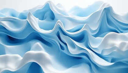 Poster - Intricate Flowing Waves in Soft Blue Shades Creating a Calm Visual Experience : Generative AI