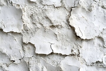 Poster - Cracked White Plaster Wall Texture Grunge Background with Rough Surface Detail Weathered and Aged : Generative AI