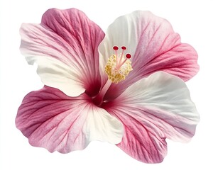 Poster - Beautiful and Vibrant Pink Hibiscus Flower with White Highlights in Full Bloom : Generative AI