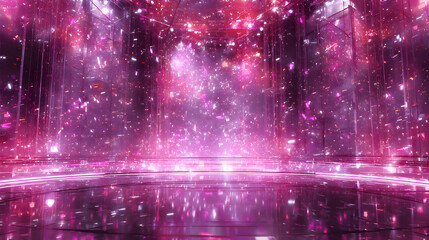 Poster - Magical Ambiance: Reflections of Purple Light and Floating Particles Stage