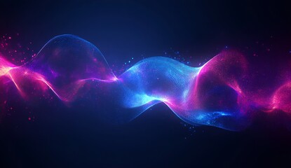 Fototapete - Dynamic wave motion graphic with vivid pink and blue colors creating a modern digital background : Generative AI