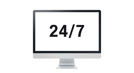 Poster - Isolated Computer Monitor Displaying 24 7 Service Sign