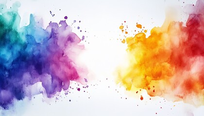 Poster - Dynamic Watercolor Splashes in Purple Yellow and Orange Creating an Abstract Artistic Space : Generative AI