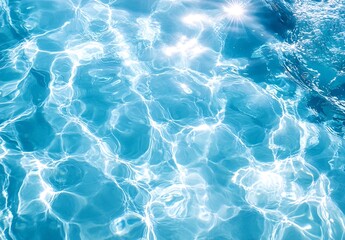 Poster - Sparkling Blue Water Texture with Sun Reflections for Summer Backgrounds and Vacation Themes : Generative AI