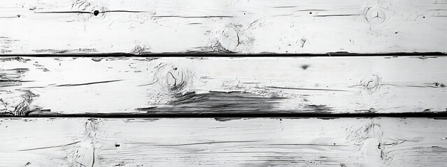 Poster - Distressed White Wooden Planks in Black and White Showcasing Rustic Texture and Weathered Surface Ideal for Backdrops : Generative AI