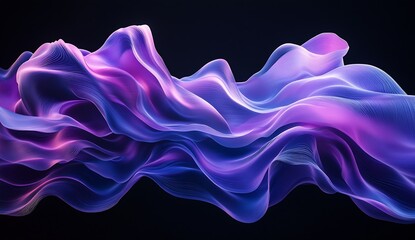 Poster - Dynamic flowing waves of light showcasing vibrant purple and blue color gradients : Generative AI