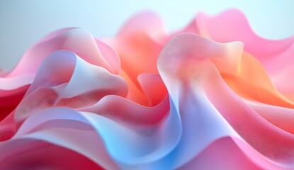 Aufkleber - Closeup view of a delicate and colorful fabriclike abstract form showcasing smooth flowing patterns : Generative AI