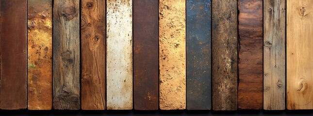 Aufkleber - Wood Planks Texture A Rustic Collection of Wooden Boards with Varying Colors and Grains for Backgrounds : Generative AI