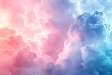 Fototapete - Dreamy Cotton Candy Sky with Soft Pink and Blue Clouds Ethereal Atmosphere Pastel Colors Calm and Serene Weather Concept : Generative AI