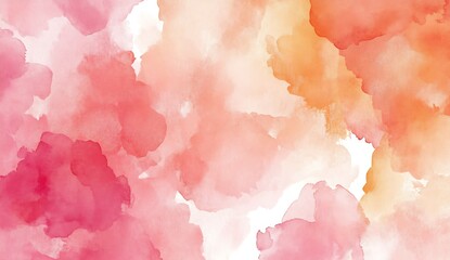 Aufkleber - Charming Abstract Watercolor Painting with Shades of Pink and Warm Orange : Generative AI