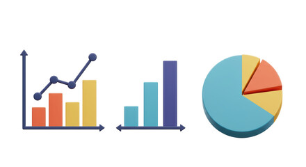 Poster - Isolated Graph Chart and Pie Chart for Data Analysis