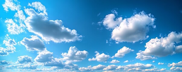 Aufkleber - Vast expanse of fluffy white clouds drifting across an azure sky evoking feelings of freedom and peace : Generative AI