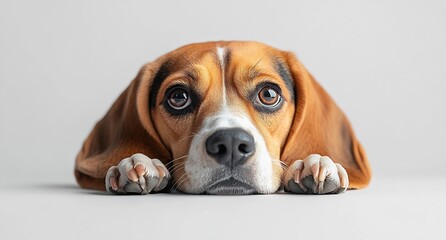 Poster - Adorable Beagle Dog Portrait with Puppy Eyes A Cute Pet Animal Friend With a Lovable Face : Generative AI
