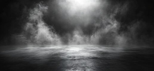 Aufkleber - Dark and Moody Studio Backdrop with Fog and Smoke for Atmospheric Photography : Generative AI