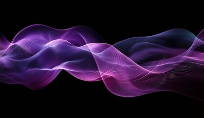 Aufkleber - Abstract wavy lines in rich purple and pink tones flowing across a dark background : Generative AI