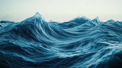 Leinwandbilder - 3D blue waves with a layered effect, creating a sense of depth and movement