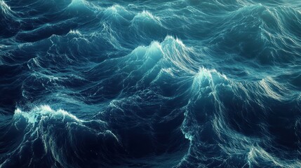 Leinwandbilder - 3D blue waves with a layered effect, creating a sense of depth and movement