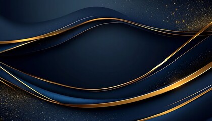 Aufkleber - Dynamic Dark Blue and Gold Waves with Sparkling Glitter for Backgrounds : Generative AI