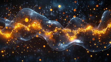 Poster - A beautifully detailed 3D illustration of a molecular reaction with glowing elements and dynamic energy lines