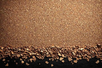 Aufkleber - Textured Cork Board Background with Loose Cork Pieces at Bottom Neutral Tone Backdrop with Dark Bottom Layer : Generative AI