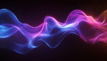 Aufkleber - Ethereal wave formation created with hues of pink and blue particles on dark background enhancing visual depth : Generative AI