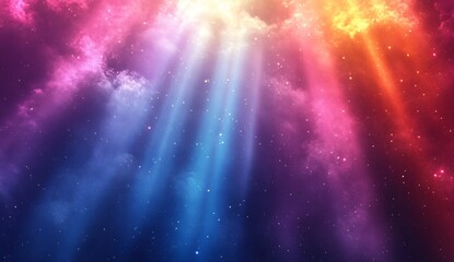 Poster - Mesmerizing colorful beams of light and cosmic clouds creating a magical celestial experience : Generative AI