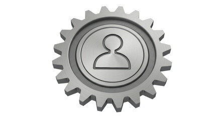 Poster - Isolated Metallic Gear with Person Icon for Settings