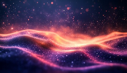 Poster - Mesmerizing waves with a combination of sparkling lights and vibrant colors creating an artistic effect : Generative AI