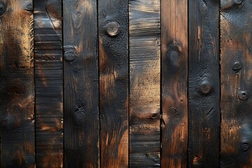 Poster - Dark Burnt Wood Texture Background with Deep Browns and Blacks Rustic and Aged for Design Elements and Decoration : Generative AI