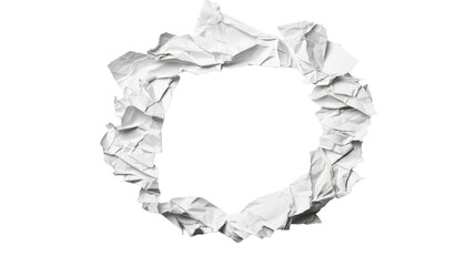 Canvas Print - crumbled paper, torn circle, blank space, wrinkled white sheet, cut out transparent