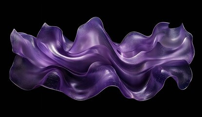 Poster - Elegant purple waves flowing seamlessly with a glossy finish on a solid black background : Generative AI
