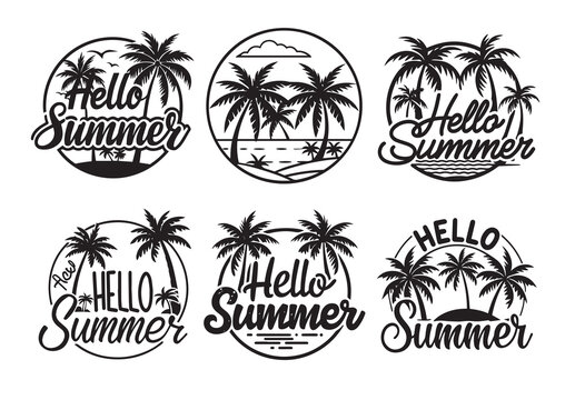 Hello summer vector Design Set