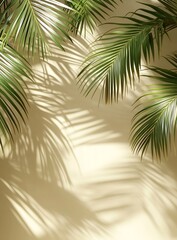 Aufkleber - Tropical Palm Leaves with Sunlight and Shadows  Summer Background with Exotic Plant and Light Play : Generative AI