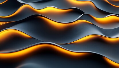 Aufkleber - Elegant flowing waves with warm light creating a stunning visual texture in a stylish design : Generative AI