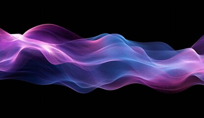 Leinwandbilder - Dynamic wave patterns in vibrant hues of pink and blue flowing against a black background : Generative AI