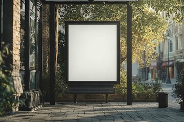 Aufkleber - Blank Billboard Mockup on City Street Empty Advertising Space in Urban Setting Outdoor Advertisement Template : Generative AI