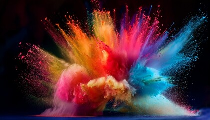 Wall Mural - colorful explosion of powdery dust is shown in the image the colors are vibrant and the dust is scattered all over the scene scene is energetic and dynamic