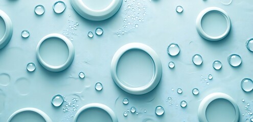 Aufkleber - Circles and Water Droplets Background Clean and Minimalist Abstract Design Water Concept Liquid Texture Freshness and Purity : Generative AI