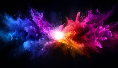 Aufkleber - Vibrant Cosmic Explosion of Colorful Dust Creating a Stunning Visual Effect in Space : Generative AI