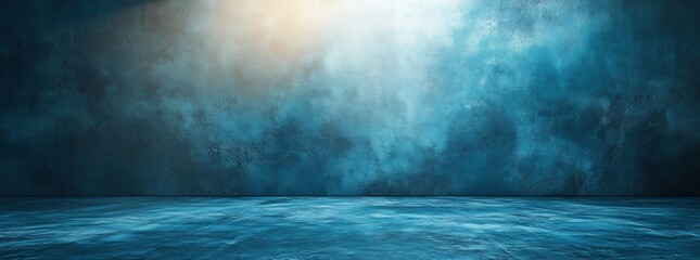 Poster - Abstract Blue Grunge Wall and Floor Backdrop with Spotlight Perfect for Product Photography or Digital Compositing : Generative AI