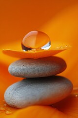 Fototapete - Zen Stones with Water Drop for Meditation and Relaxation nature concept calm : Generative AI