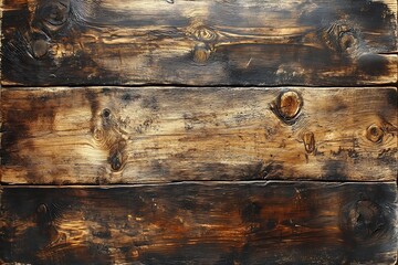 Aufkleber - Rustic Dark Wood Texture Background Old Wooden Planks with Grain and Knots for Vintage Style Design : Generative AI