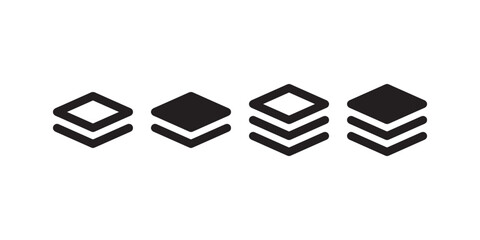Poster - Stacked layers icons in outline and solid Vector