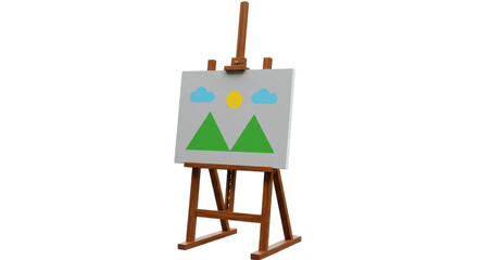 Poster - Isolated Easel with Landscape Painting for Art Studio