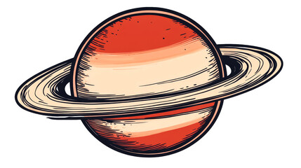 Wall Mural - Cartoon planet with rings, vector illustration isolated, cut out transparent