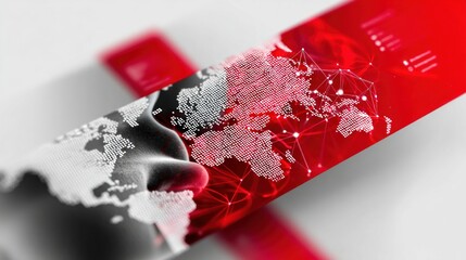 Poster - Creative rendering of a world map with dots and lines, illustrating global connection.